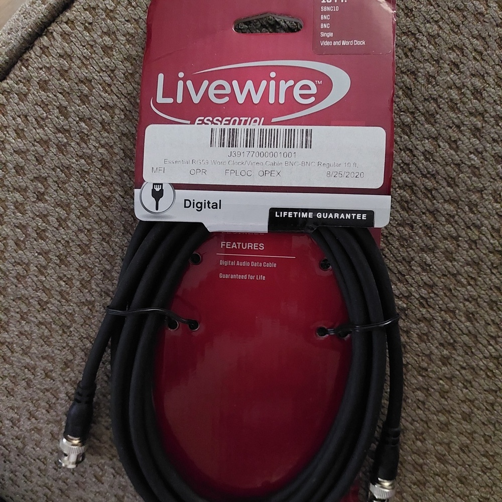Lot of 2 New/Unused Livewire 10 Ft. Word Clock cable